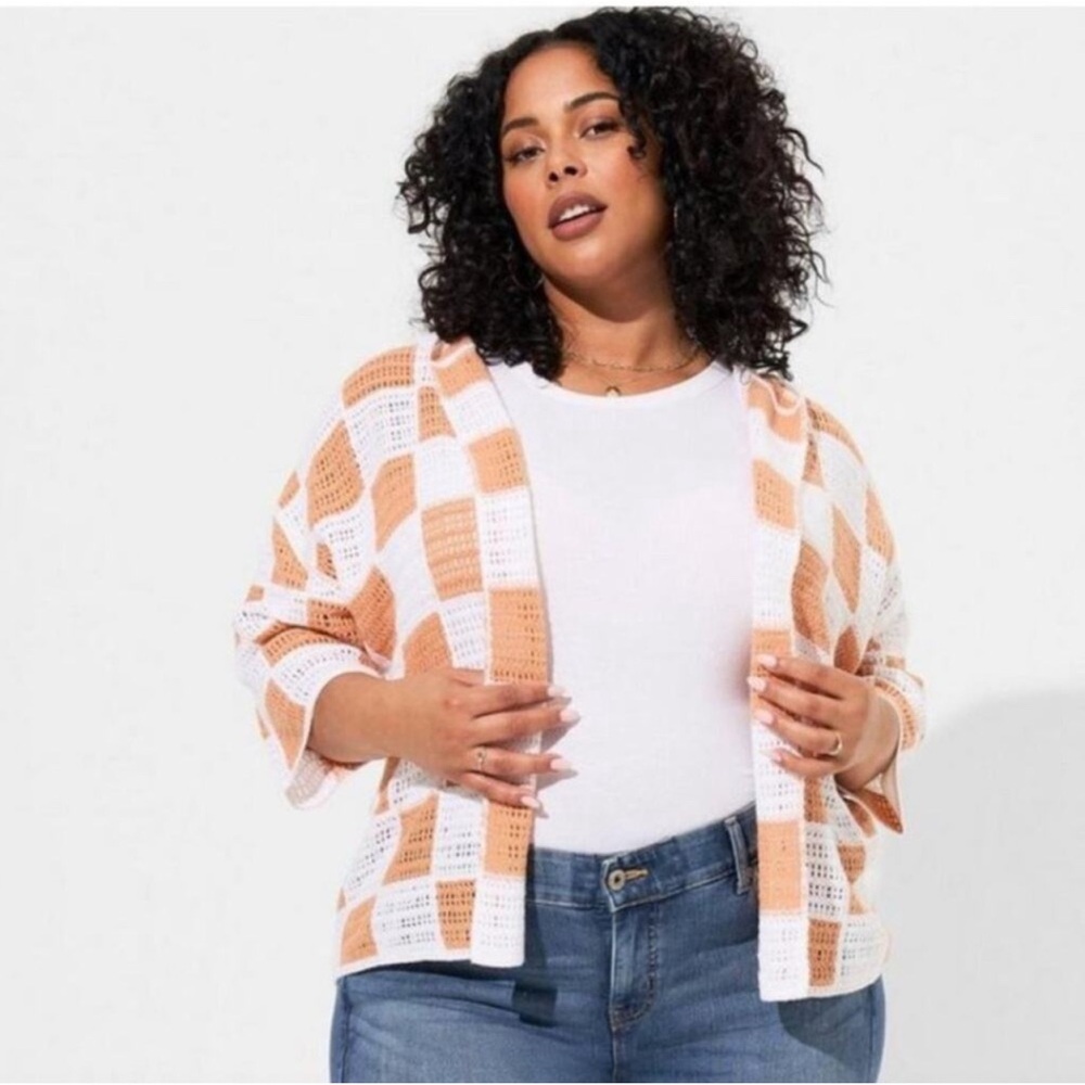Torrid Crochet Open Front Hoodie
Cardigan Checkered Women's Size 1X